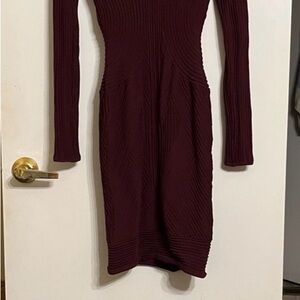 Ronny Kobo Collection Deep Burgundy Long Sleeve Dress